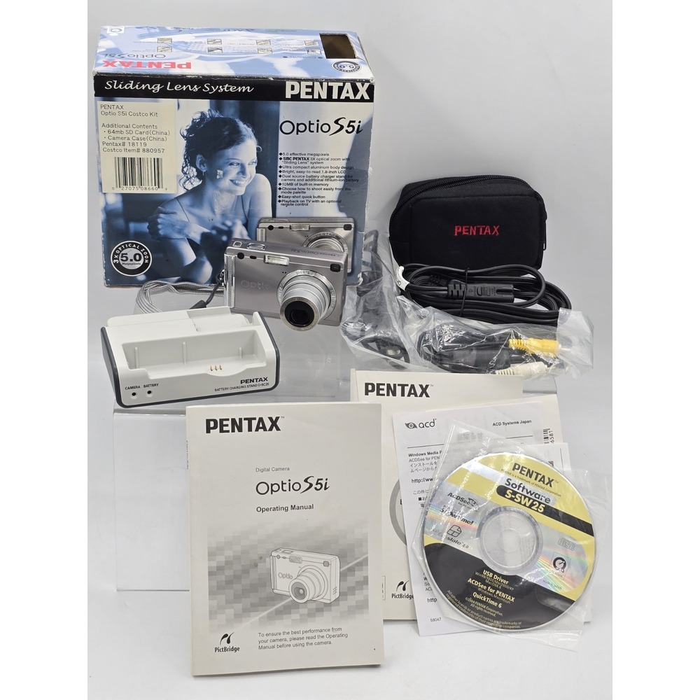 Pentax Optio S5i Digital Compact Camera 5.0MP 3x Optical Zoom & 64mb SD Card